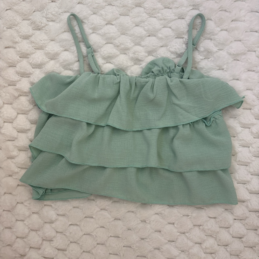 Mint Green Ruffled Women's Top
